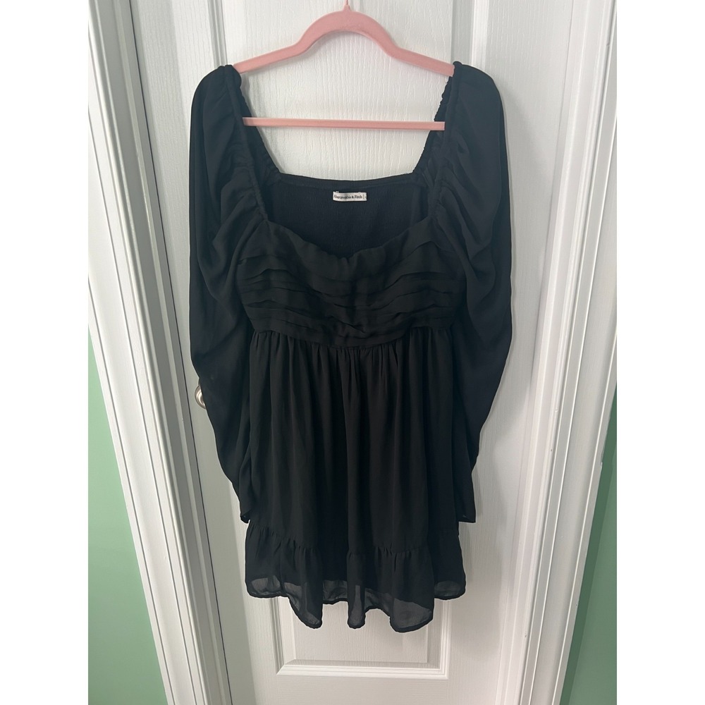 Abercrombie & Fitch Black Babydoll‎ Dress Coquette Fit & Flare Y2K Size L